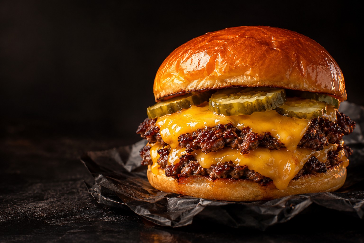 Smashburger med cheddar og sprø stekeskorpe